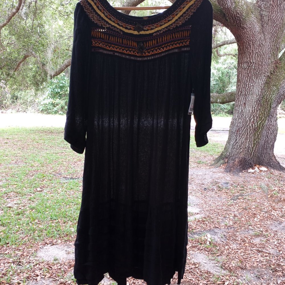 Free People black dress with beads, charms, sequins and embroidery - Picture 12 of 14